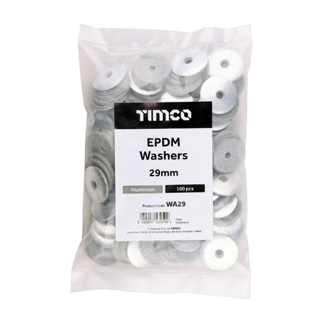 This is an image of Timco - EPDM Washers - Aluminium 29mm - (100 PCS Bag) WA29