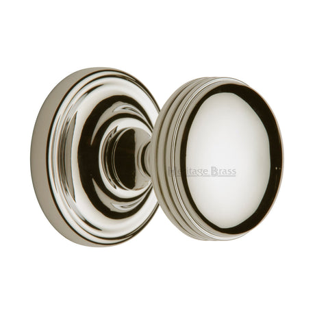 High quality image of the Heritage Brass Mortice Knob on Rose Whitehall Design Polished Nickel Finish
 | Sku. whi6429-pnf | Discounted prices available from Trade Door Handles