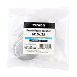 This is an image of Timco - Penny / Repair Washers - A2 Stainless Steel M10 x 35mm - (10 PCS Bag) WP1035SSX
