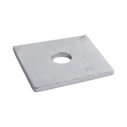 This is an image of Timco - Square Plate Washers - Hot Dipped Galvanised M10 x 50 x 50 x 3mm - (100 PCS Box) WS10503G