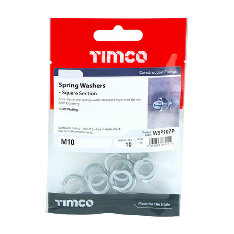 This is an image of Timco - Spring Washers - Zinc M10 - (10 PCS TIMpac) WSP10ZP