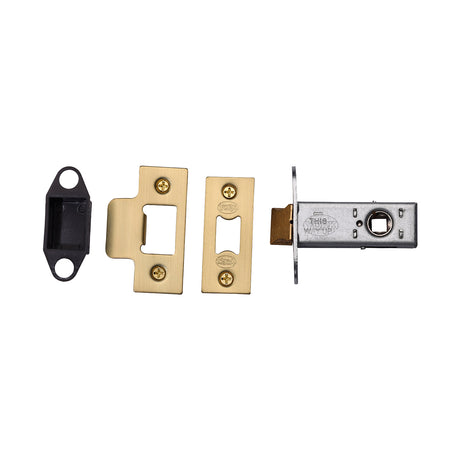 High quality image of the York Security Architectural Tubular Latch 2 1/2 Satin Brass Finish
 | Sku. ykal2-sb | Discounted prices available from Trade Door Handles
