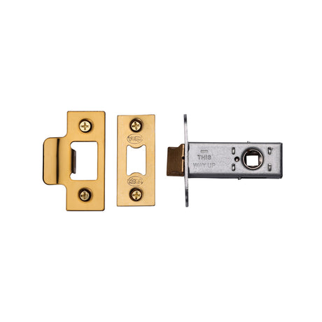High quality image of York Security - Architectural Tubular Latch 2 1/2" - Polished Brass | Sku. ykal2n-pb | available to order from Trade Door Handles in Kendal.