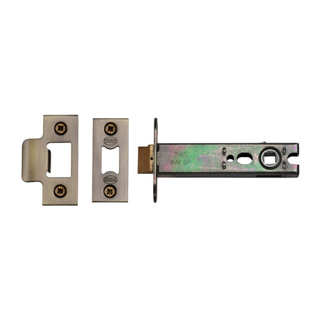 High quality image of York Security - Architectural Tubular Latch 4" - Antique Brass | Sku. ykal4n-at | available to order from Trade Door Handles in Kendal.
