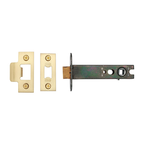High quality image of York Security - Architectural Tubular Latch 4" - Satin Brass | Sku. ykal4n-sb | available to order from Trade Door Handles in Kendal.