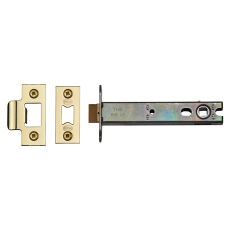 High quality image of York Security - Architectural Tubular Latch 5" - Polished Brass | Sku. ykal5n-pb | available to order from Trade Door Handles in Kendal.