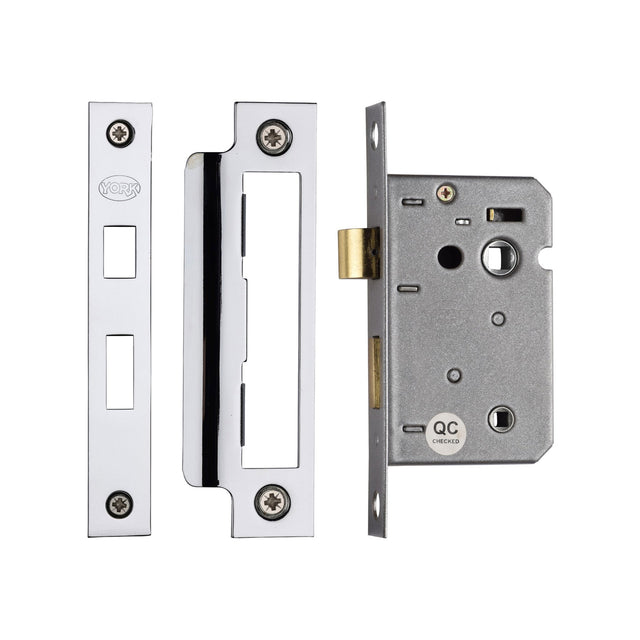 High quality image of York - Bathroom Lock 2 1/2" PC&PN | Sku. ykbl2n-pc-pn | available to order from Trade Door Handles in Kendal.