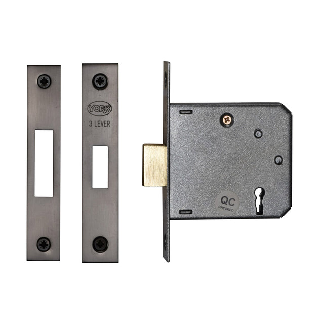 High quality image of York Security - 3" Deadlock 3 Lever - Matt Bronze | Sku. ykdl33n-mb | available to order from Trade Door Handles in Kendal.
