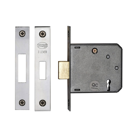 High quality image of York Security - 3" Deadlock 3 Lever - Polished Chrome / Polished Nickel | Sku. ykdl33n-pc-pn | available to order from Trade Door Handles in Kendal.