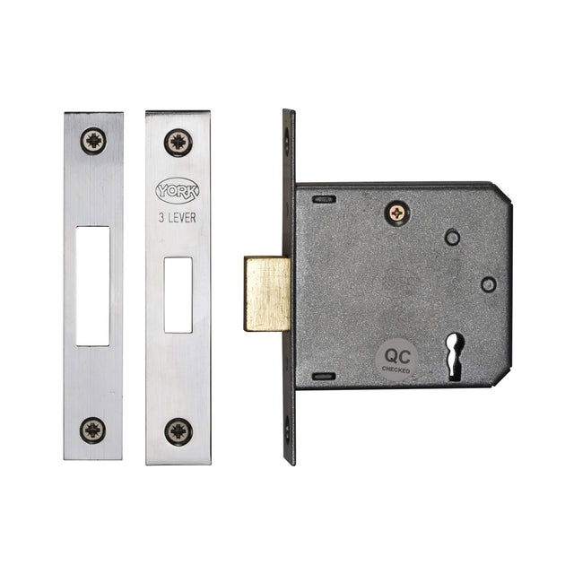 High quality image of York Security - 3" Deadlock 3 Lever - Polished Chrome / Polished Nickel | Sku. ykdl33n-pc-pn | available to order from Trade Door Handles in Kendal.