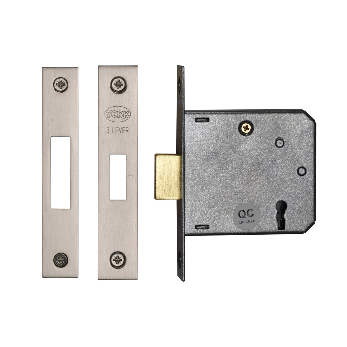 High quality image of York Security - 3" Deadlock 3 Lever - Satin Chrome / Nickel Finish | Sku. ykdl33n-sn-sc | available to order from Trade Door Handles in Kendal.