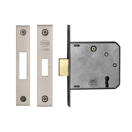 High quality image of York Security - 3" Deadlock 3 Lever - Satin Chrome / Nickel Finish | Sku. ykdl33n-sn-sc | available to order from Trade Door Handles in Kendal.