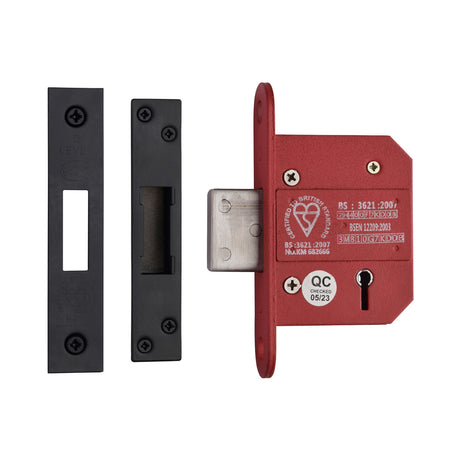 High quality image of York Security - British Standard 5 Lever Deadlock 2 1/2" - Matt Black | Sku. ykdlbs52n-blk | available to order from Trade Door Handles in Kendal.