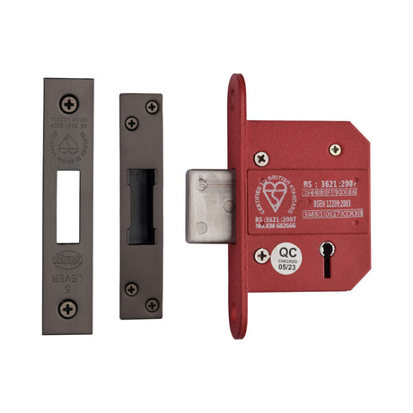 High quality image of York Security - British Standard 5 Lever Deadlock 2 1/2" - Matt Bronze | Sku. ykdlbs52n-mb | available to order from Trade Door Handles in Kendal.