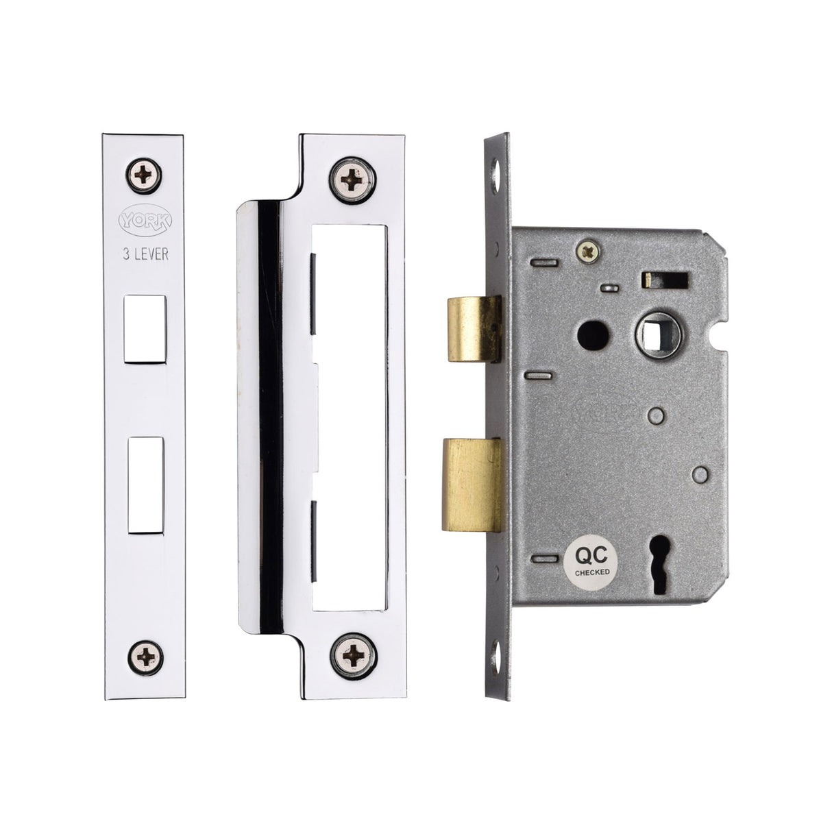 High quality image of York - 3 Lever Sash Lock 2 1/2" PC&PN | Sku. yksl32n-pc-pn | available to order from Trade Door Handles in Kendal.