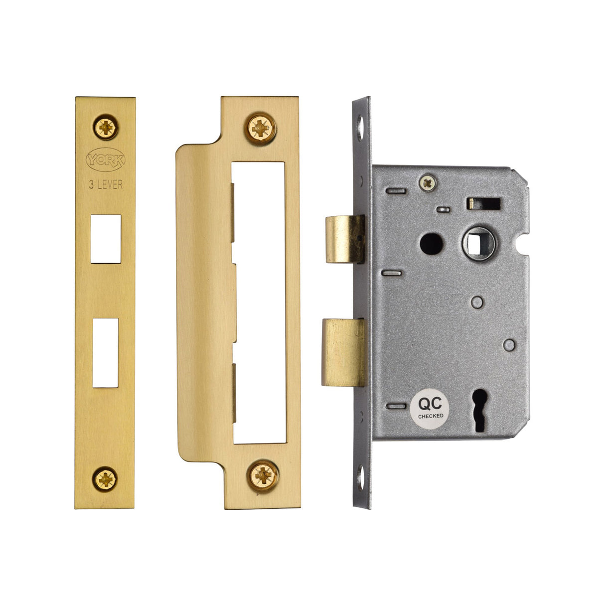 High quality image of York - 3 Lever Sash Lock 2 1/2" SB | Sku. yksl32n-sb | available to order from Trade Door Handles in Kendal.