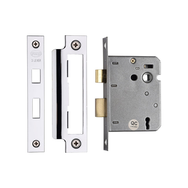High quality image of York - 3 Lever Sash Lock 3" PC&PN | Sku. yksl33n-pc-pn | available to order from Trade Door Handles in Kendal.