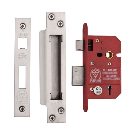 High quality image of York Security - British Standard 5 Lever Sashlock 2 1/2" - Satin Chrome / Nickel Finish | Sku. ykslbs52n-sn-sc | available to order from Trade Door Handles in Kendal.