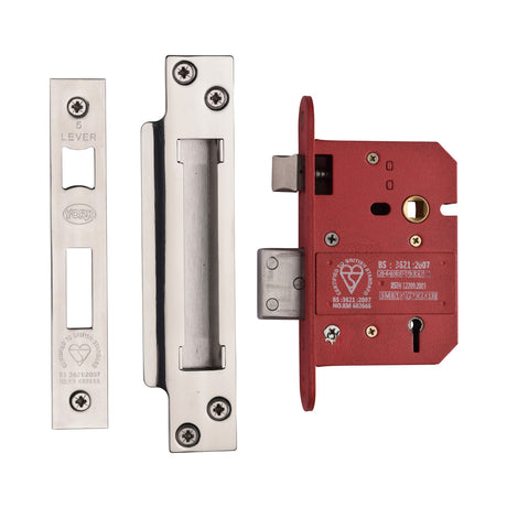High quality image of York Security - British Standard 5 Lever Sashlock 3" - Polished Chrome / Polished Nickel | Sku. ykslbs53n-pc-pn | available to order from Trade Door Handles in Kendal.