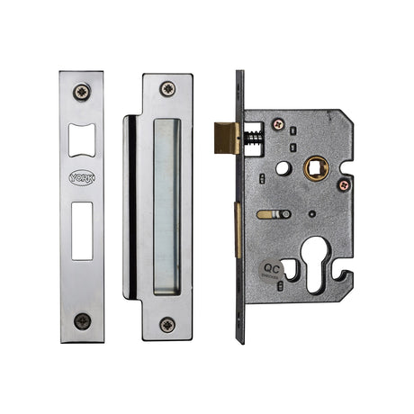 High quality image of York Security - Euro Profile Sashlock 2 1/2" - Polished Chrome / Polished Nickel | Sku. yksle2n-pc-pn | available to order from Trade Door Handles in Kendal.