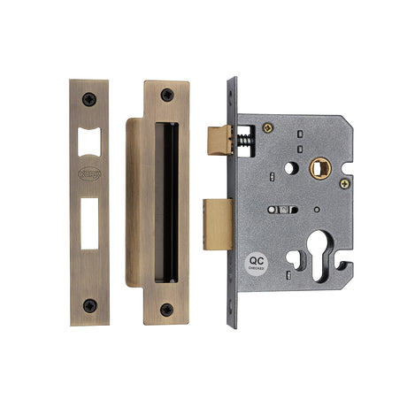 High quality image of York Security - Euro Profile Sashlock 3" - Antique Brass | Sku. yksle3n-at | available to order from Trade Door Handles in Kendal.