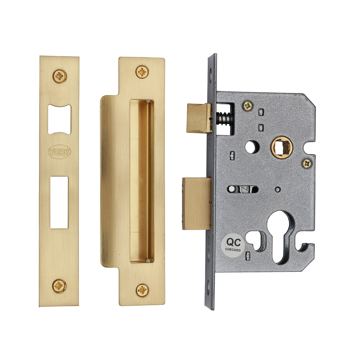 High quality image of York Security - Euro Profile Sashlock 3" - Satin Brass | Sku. yksle3n-sb | available to order from Trade Door Handles in Kendal.