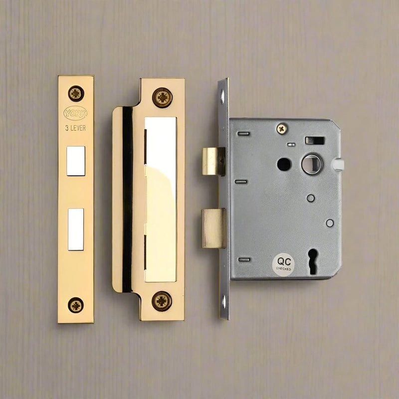 York - 3 Lever Sash Lock 3inch PB