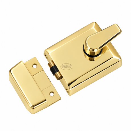 York Security 60mm Roller Bolt Night Latch Polished Brass Finish
