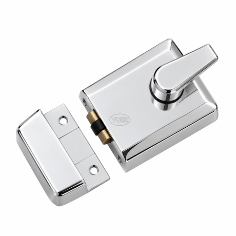 York Security 60mm Roller Bolt Night Latch Polished Chrome Finish