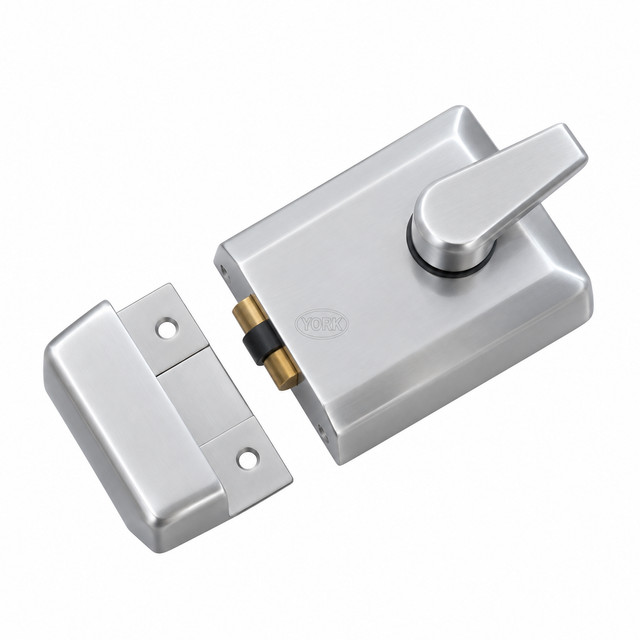 York Security 60mm Roller Bolt Night Latch Satin Chrome Finish