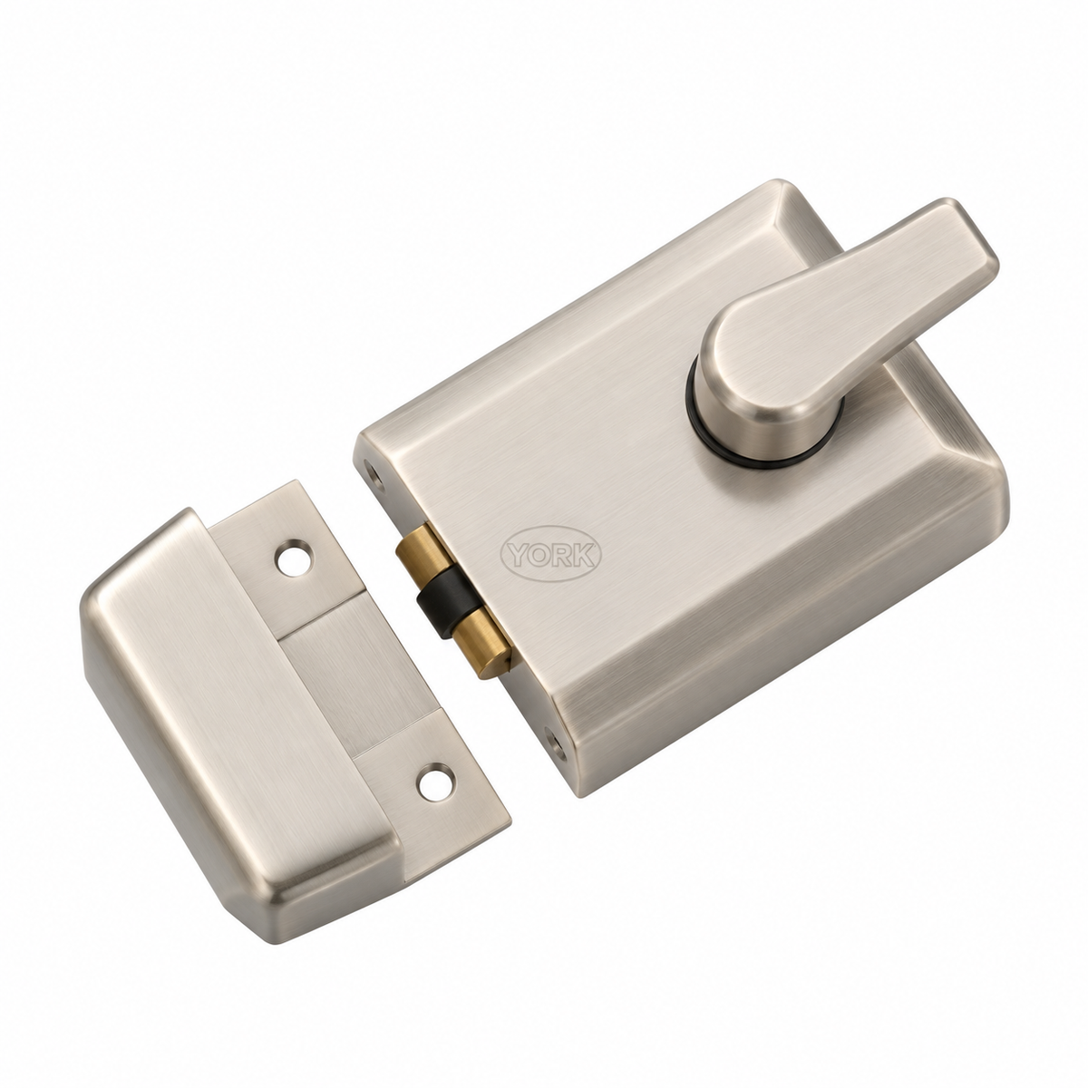 York Security 60mm Roller Bolt Night Latch Satin Nickel Finish