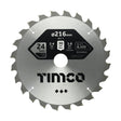 This is an image of Timco - 0Ãƒâ€šÃ‚Â° Mitre Saw Blade 216 x 30 x 24T (1 Each Clamshell) Z2163024