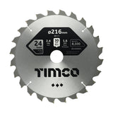 This is an image of Timco - 0Ãƒâ€šÃ‚Â° Mitre Saw Blade 216 x 30 x 24T (1 Each Clamshell) Z2163024