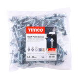 This is an image of Timco - Metal Construction Thin Sheet Metal to Timber Screws - Hex - EPDM Washer - Slash Point - Zinc 6.3 x 45mm - (100 PCS Bag) ZDS45W16