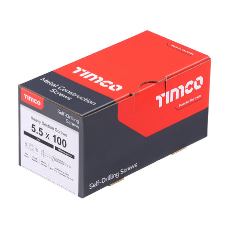 This is an image of Timco - Metal Construction Heavy Section Screws - Hex - Self-Drilling - Zinc 5.5 x 100mm - (100 PCS Box) ZH100B