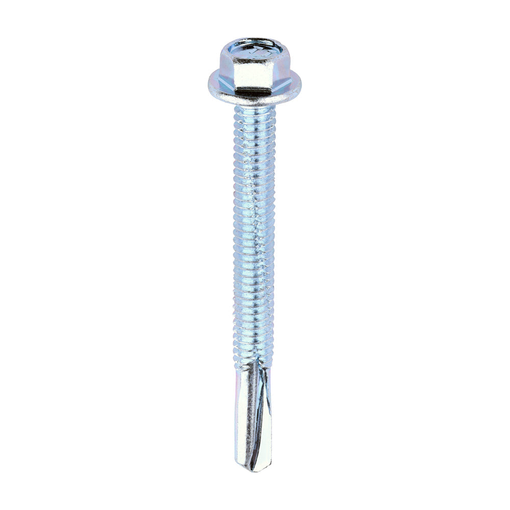 This is an image of Timco - Metal Construction Heavy Section Screws - Hex - Self-Drilling - Zinc 5.5 x 55mm - (100 PCS Box) ZH55B