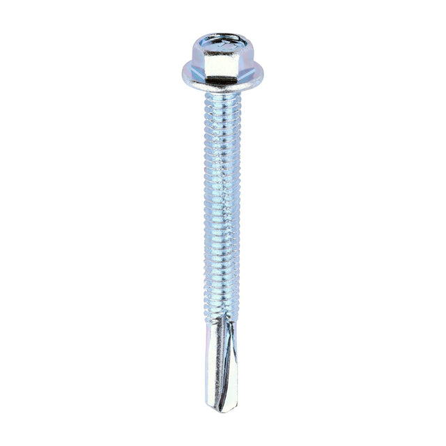 This is an image of Timco - Metal Construction Heavy Section Screws - Hex - Self-Drilling - Zinc 5.5 x 55mm - (100 PCS Box) ZH55B