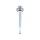 This is an image of Timco - Metal Construction Heavy Section Screws - Hex - EPDM Washer - Self-Drilling - Zinc 5.5 x 55mm - (100 PCS Box) ZH55W16B