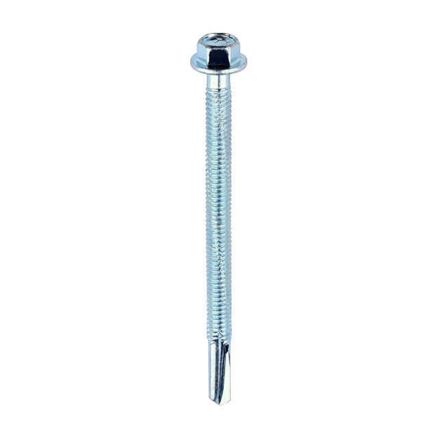 This is an image of Timco - Metal Construction Heavy Section Screws - Hex - Self-Drilling - Zinc 5.5 x 80mm - (100 PCS Box) ZH80B