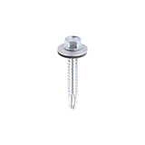 This is an image of Timco - Metal Construction Light Section Screws - Hex - EPDM Washer - Self-Drilling - Zinc 5.5 x 38mm - (100 PCS Bag) ZL38W16