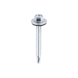 This is an image of Timco - Metal Construction Light Section Screws - Hex - EPDM Washer - Self-Drilling - Zinc 5.5 x 50mm - (100 PCS Bag) ZL50W16
