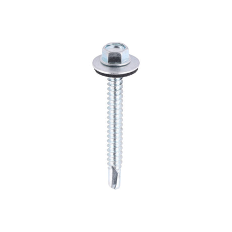 This is an image of Timco - Metal Construction Light Section Screws - Hex - EPDM Washer - Self-Drilling - Zinc 5.5 x 50mm - (100 PCS Bag) ZL50W16