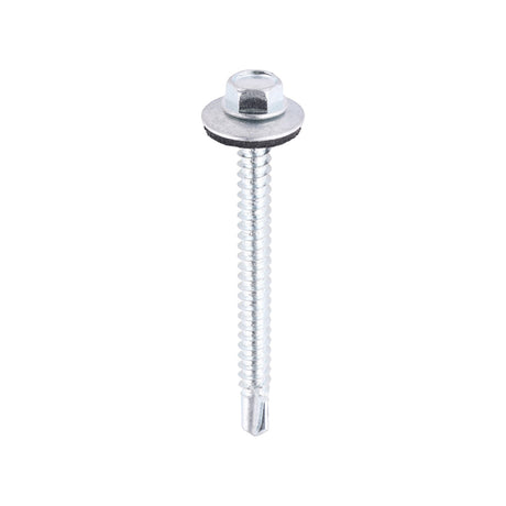 This is an image of Timco - Metal Construction Light Section Screws - Hex - EPDM Washer - Self-Drilling - Zinc 5.5 x 60mm - (100 PCS Bag) ZL60W16