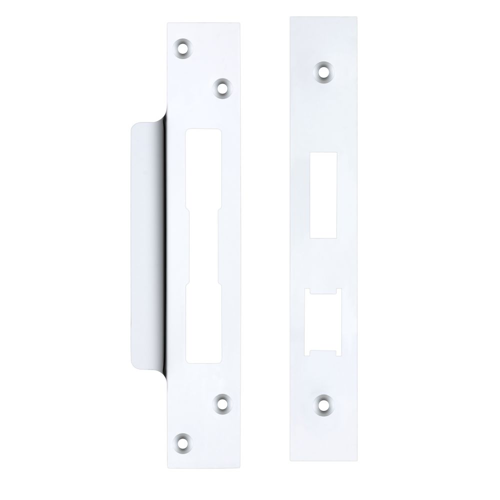 High quality image of the Zoo Hardware - Spare Acc Pk for UK Sash Locks - *BLANK* - contains Forend, Strike and Fixing Screws - Polished Chrome | Sku. zlap10bcp | available to order from Trade Door Handles.