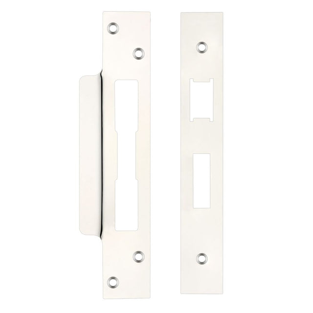 High quality image of the Zoo Hardware - Spare Acc Pk for UK Sash Locks - *BLANK* - contains Forend, Strike and Fixing Screws - Polished Nickel | Sku. zlap10bpn | available to order from Trade Door Handles.