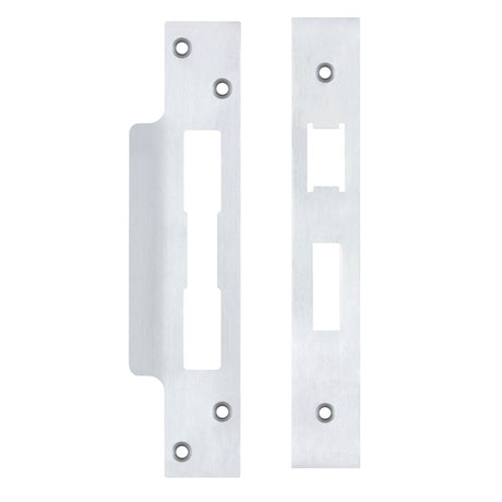 High quality image of the Zoo Hardware - Spare Acc Pk for UK Sash Locks - *BLANK* - contains Forend, Strike and Fixing Screws - Satin Chrome | Sku. zlap10bsc | available to order from Trade Door Handles.