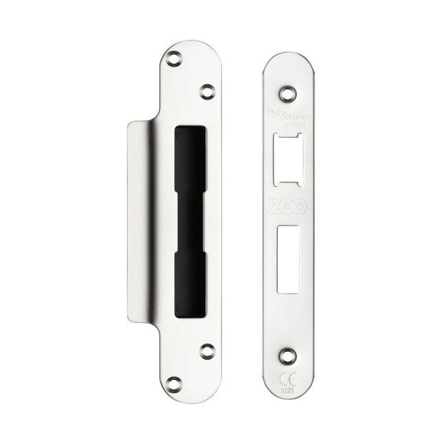 High quality image of the Zoo Hardware - Spare Acc Pk for UK Sash Locks - contains Radius Forend, Strike and Fixing Screws - Polished Stainless Steel | Sku. zlap10rps | available to order from Trade Door Handles.
