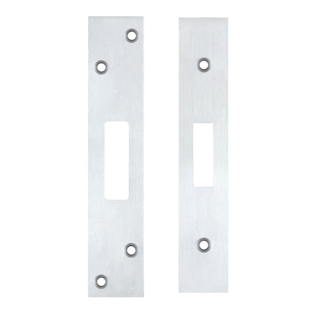 High quality image of the Zoo Hardware - Spare Acc Pk for UK Dead Locks - *BLANK* - contains Forend, Strike and Fixing Screws - Satin Chrome | Sku. zlap11bsc | available to order from Trade Door Handles.