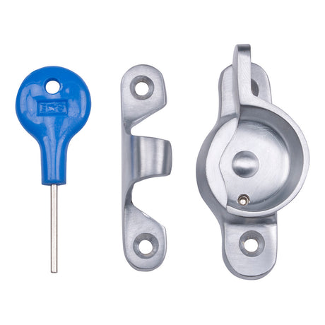 High quality image of Carlisle Brass - Fitch Pattern Sash Fastener (Locking) - Satin Chrome | Sku. aa40lcksc | Trade Door Handles.