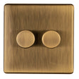 This is an image of Eurolite - Concealed 3mm 2 Gang Dimmer Antique Brass (With Black Trim) | Sku. ab2dled | available from Trade Door Handles.